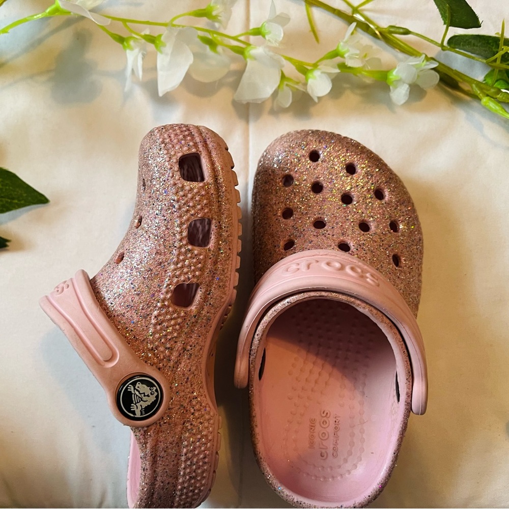 Crocs Toddler Pink Glitter Shoes